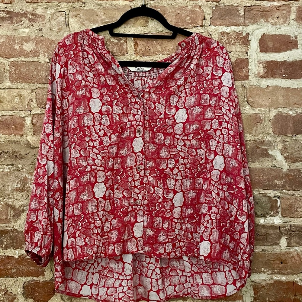 Tucker Silk Print Long Sleeve Top Victoria